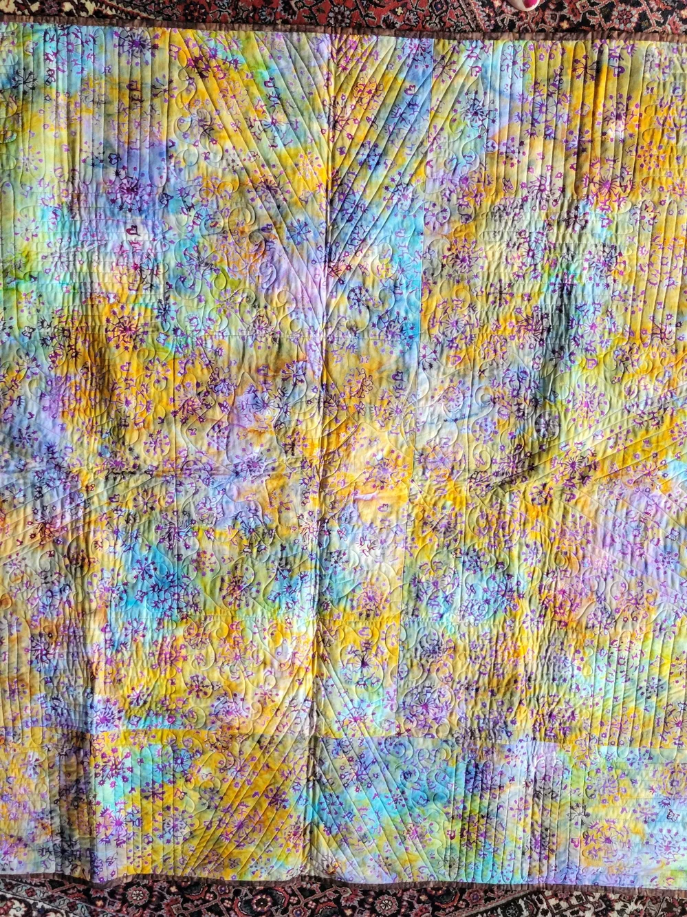 Handmade batik square quilt
